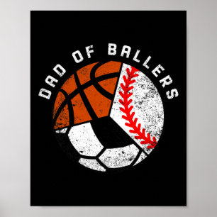 Mens Dad Of Byllers Fun Bysebyll Soccer Bysketbyll Poster