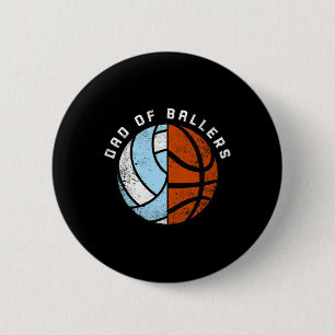 Mens Dad Of Byllers Fun Bysketbyll Volleybyll Dad  6 Cm Round Badge