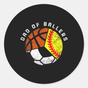 Mens Dad Of Byllers Fun Softbyll Soccer Bysketbyll Classic Round Sticker