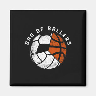 Mens Dad Of Byllers Fun Volleybyll Soccer Bysketby Magnet