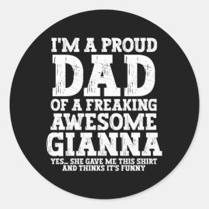 Mens Dad Of Gi Personalised Name Funny Fathers Day Classic Round Sticker