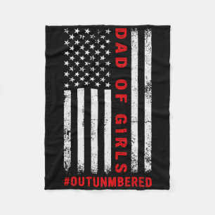 Mens Dad Of Girls Outnumbered Vintage American Fla Fleece Blanket