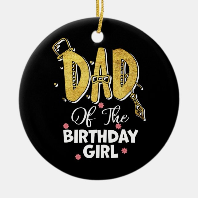 Mens Dad of the Birthday Girl Daughter Matching Ceramic Tree Decoration (Front)
