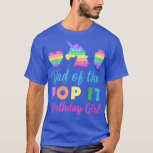 Mens Dad of the Pop it Birthday Girl Unicorn Heart T-Shirt