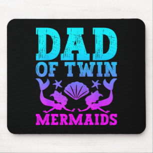 Mens Dad Of Twins Mermaid Father's Day Pregnancy A Mouse Pad