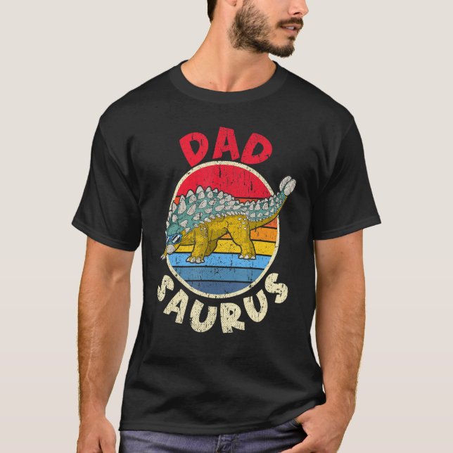 Mens Dad Saurus I Ankylosaurus Dinosaur I Family M T-Shirt (Front)