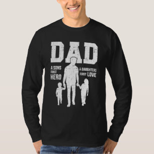 Mens Dad Sons First Hero Daughter Love For Father' T-Shirt