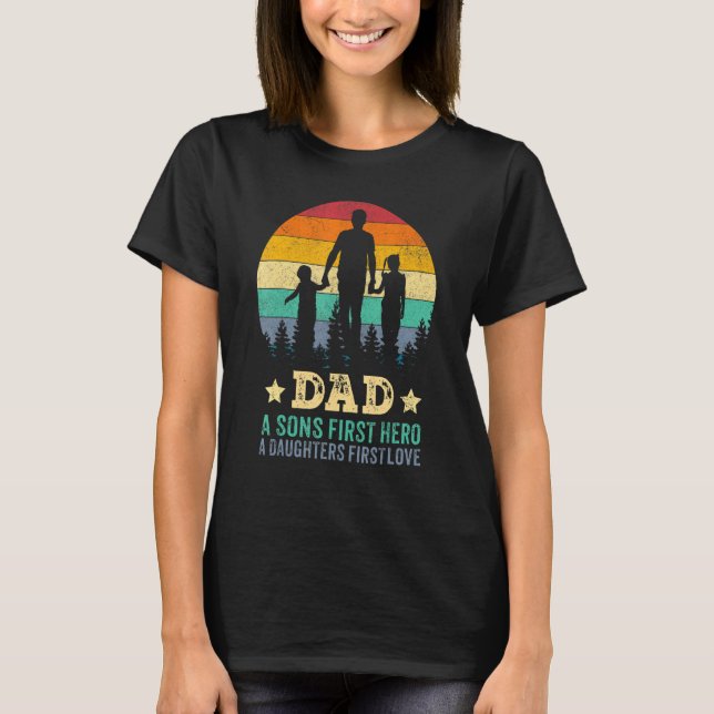 Mens Dad Sons First Hero Daughter Love For Father' T-Shirt (Front)