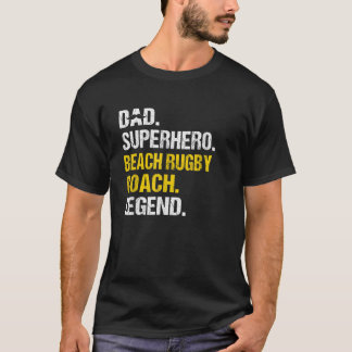Mens Dad Superhero Beach Rugby Coach Funny Humour  T-Shirt