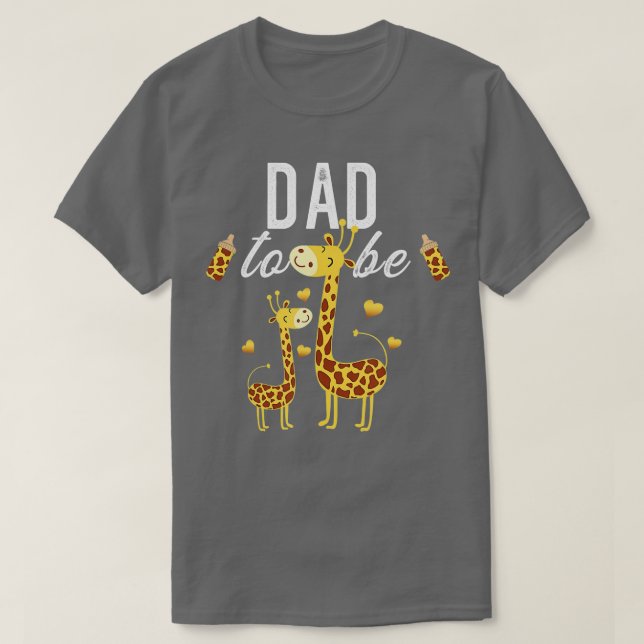 Mens Dad To Be Giraffe Baby Shower Cute  T-Shirt (Design Front)