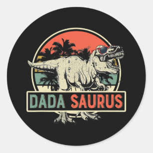 Mens Dadasaurus T rex Dinosaur Dada Saurus Classic Round Sticker