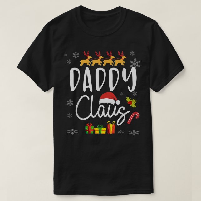 Mens Daddy Claus Christmas Gift Pyjamas Santa Hat  T-Shirt (Design Front)