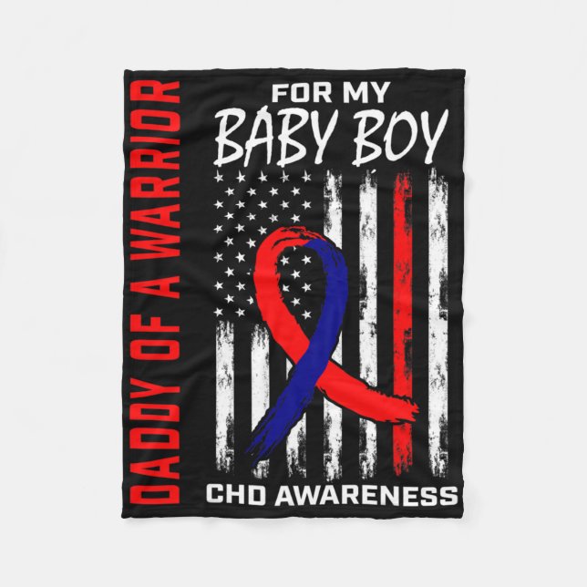 Mens Daddy Dad Of A Warrior Baby Boy Warrior Heart Fleece Blanket (Front)