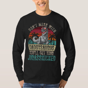 Mens Daddy Dinosaurs Retro Dad Father's Day Cloth T-Shirt