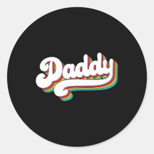 Mens Daddy Gifts 60&# s 70s Retro Vintage Father& Classic Round Sticker
