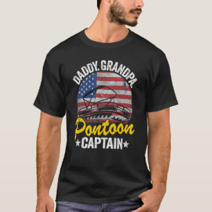 Mens Daddy Grandpa Pontoon Captain Dad American Fl T-Shirt