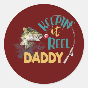 Mens Daddy Keeping It Reel Fishing Father Day Classic Round Sticker