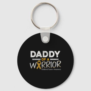Mens Daddy of A Warrior Childhood Cancer Awareness Key Ring