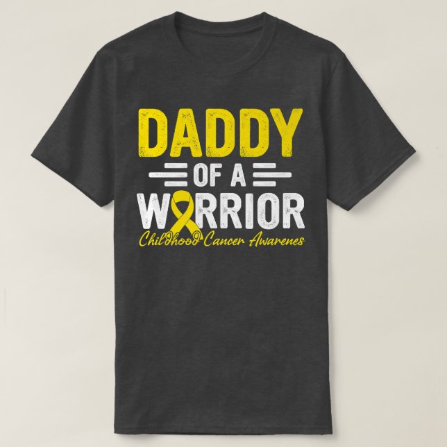 Mens Daddy of a Warrior Childhood Cancer Dad Ribbo T-Shirt (Design Front)