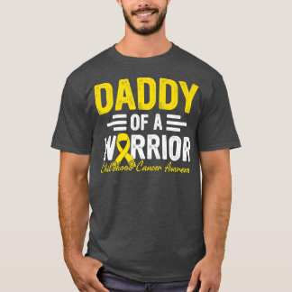 Mens Daddy of a Warrior Childhood Cancer Dad Ribbo T-Shirt