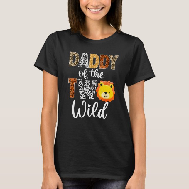 Mens Daddy of the Two Wild Dad Baby Lion 2nd Birth T-Shirt (Front)