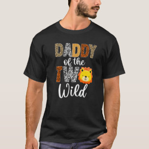 Mens Daddy of the Two Wild Dad Baby Lion 2nd Birth T-Shirt