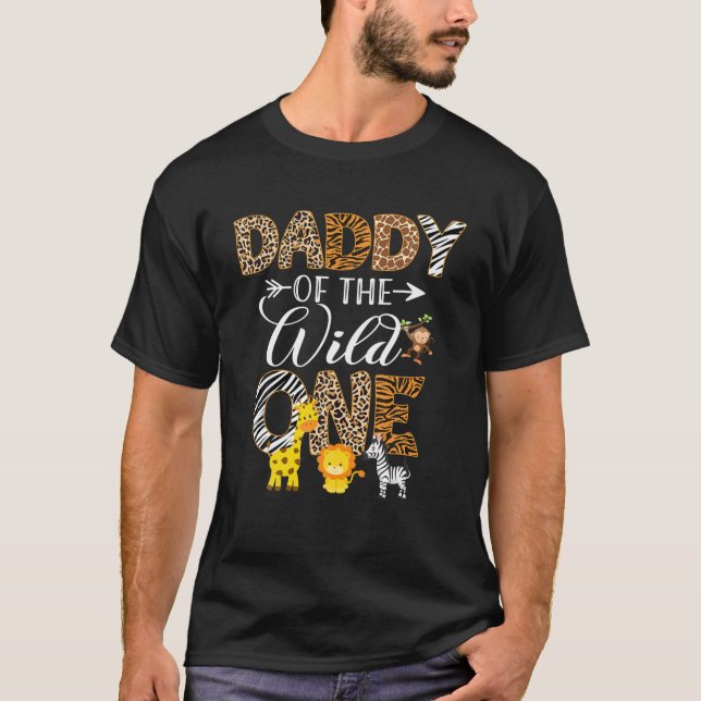 Mens Daddy Of The Wild One Zoo Birthday Safari Ani T-Shirt (Front)