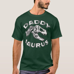 Mens Daddy Saurus TRe Skeleton Fossil Dinosaur Vin T-Shirt