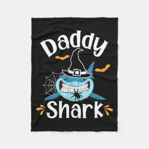 Mens Daddy Shark Funny Halloween Daddy Announcemen Fleece Blanket