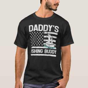 Mens Daddy's Fishing Buddy American Flag Fishing F T-Shirt