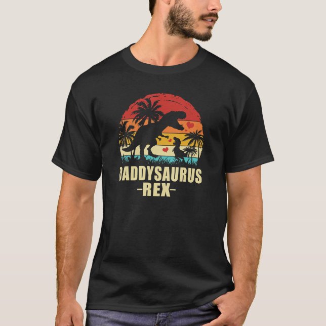 Mens Daddysaurus Dinosaur Tshirt Rex Father Day Fo (Front)