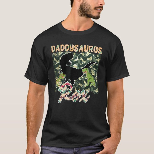 Mens Daddysaurus Rex Fun Camouflage Design T-Shirt (Front)