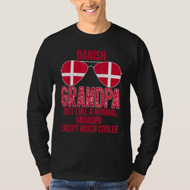Mens Danish Grandpa Denmark Flag Sunglasses Father T-Shirt (Front)