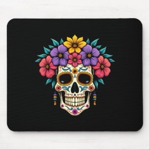 Mens Day Of The Government Agencyd Floral Skull Mouse Pad