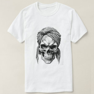 Men's dead Head Print Modern White T-shirt