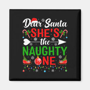 Mens dear santa the naughty one couples christmas magnet