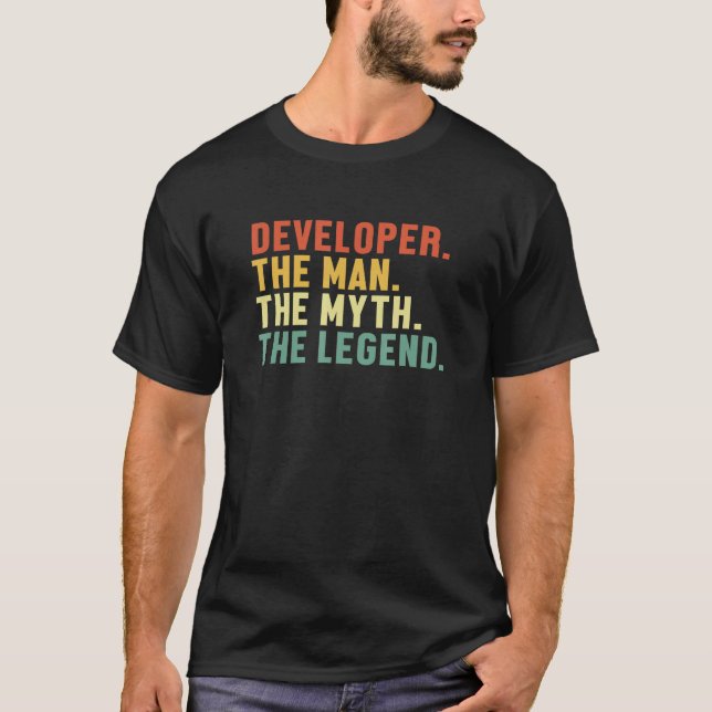 Mens Developer Man Myth Legend Coder Engineer Soft T-Shirt (Front)