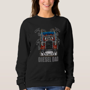Mens Diesel Dad Trucker Trucking 18 Wheeler Sweatshirt
