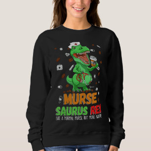 Mens  Dinosaur Scrub Nurse Life Coffee Rn Murse Nu Sweatshirt