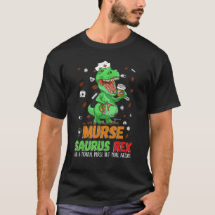 Mens  Dinosaur Scrub Nurse Life Coffee Rn Murse Nu T-Shirt