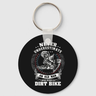 Mens Dirt Bike Funny Never Underestimate an Old Ma Key Ring
