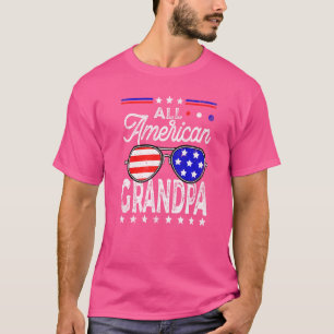 Mens Distressed All American Grandpa Usa Flag Fath T-Shirt