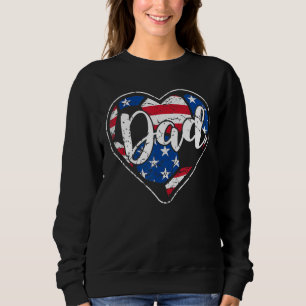 Mens Distressed American Flag Heart Soccer Dad Fat Sweatshirt
