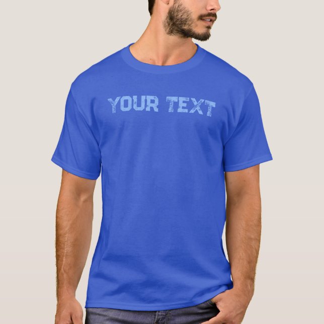 Mens Distressed Font Deep Royal Blue Double Sided T-Shirt (Front)