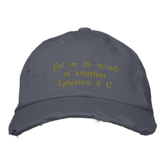 Men's distressed hat blue, inspirational.