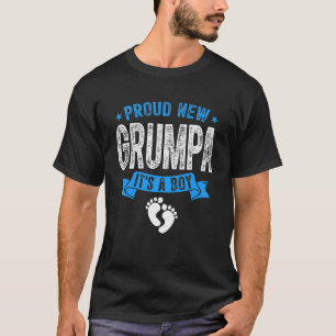 Mens Distressed Proud New Grumpa It's A Boy Gender T-Shirt