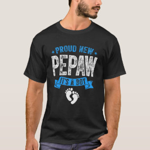 Mens Distressed Proud New Pepaw It's A Boy Gender  T-Shirt