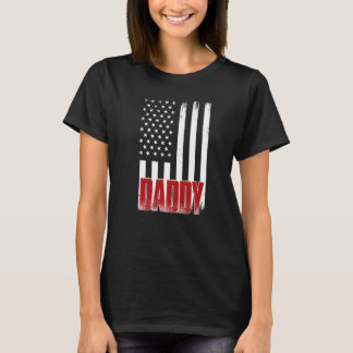 Mens Distressed Usa American Flag Daddy  For Fathe T-Shirt