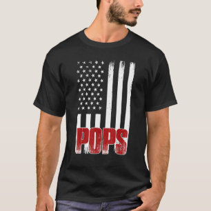 Mens Distressed Usa American Flag Pops  For Father T-Shirt
