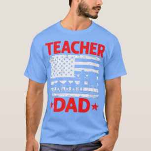 Mens Distressed USA Flag Teacher Dad Patriotic Fat T-Shirt